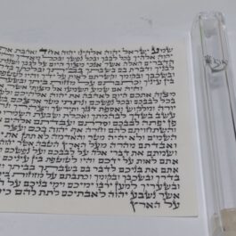 קלף מזוזה 12 ס.מ כשר לכתחילה פלוס בית מזוזה שקוף